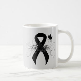 Caneca De Café Fita Preta com Borboleta