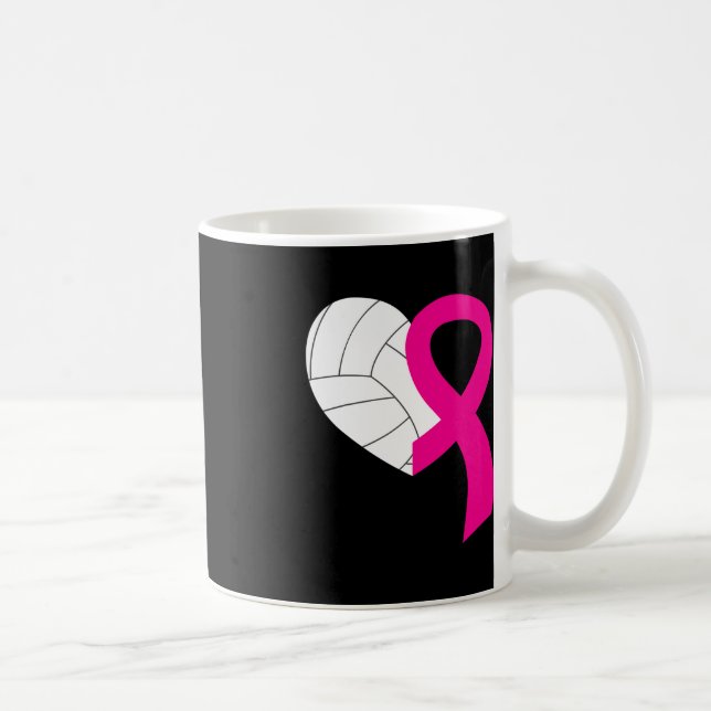 Caneca De Café Fita Rosa de Voleibol e Alavanca do Cancer de Mama (Direita)