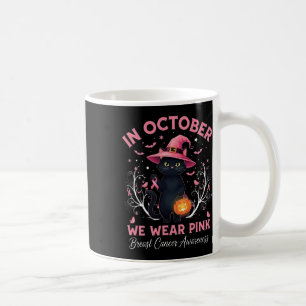 Caneca De Café Fita Rosa Gato Divertida Em Outubro Vestimos Mama