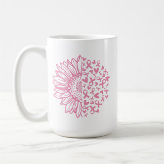 Caneca De Café Fita rosa Sensibilização do Cancer de Briso Girass