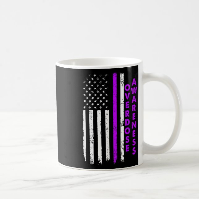 Caneca De Café Fita Roxa de Conscientização sobre Superdose Vício (Direita)