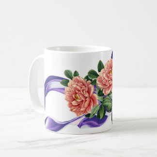 Caneca De Café Fita Roxa Real e Casamento Floral Favoritos Mug