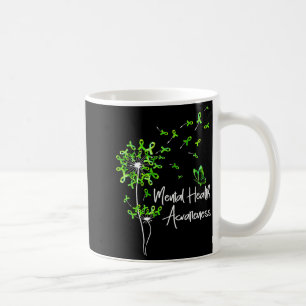 Caneca De Café fita verde dandelion borboleta saúde mentalVerde