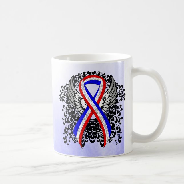 Caneca De Café Fita Vermelha, Branca e Azul com Asas (Direita)