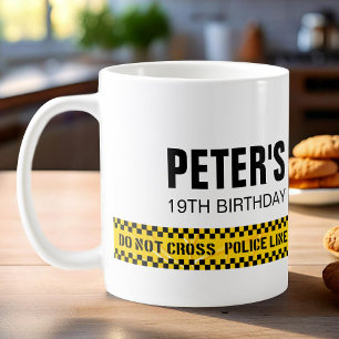 Caneca De Café Fitas amarelas de polícia de aniversário