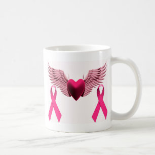 Caneca De Café Fitas & coração cor-de-rosa do amor & do apoio