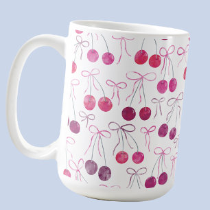 Caneca De Café Fitas de cerejas e Arcos Padrão de Aquarela