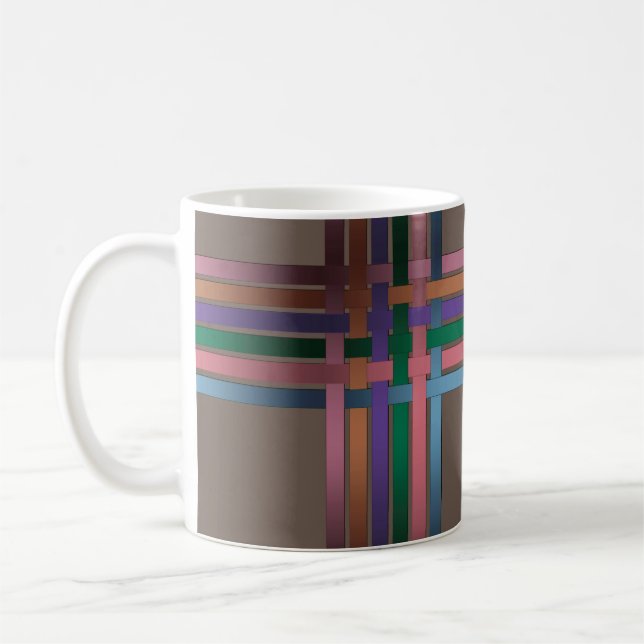 Caneca De Café Fitas de seda cetim listradas de linhas abstratas  (Esquerda)
