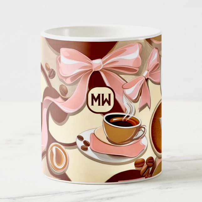 Caneca De Café Fitas para café elegantes, monograma de arcos (Criador carregado)