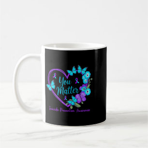 Caneca De Café Fitas Roxas Teal de Conscientização da Prevenção
