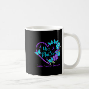 Caneca De Café Fitas Roxas Teal de Conscientização da Prevenção d