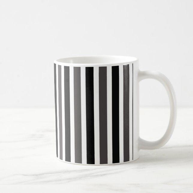 Caneca De Café Fitas Verticais Mug, Preto e Cinzas (Direita)