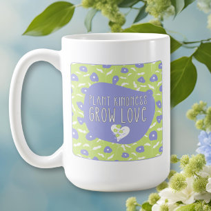 Caneca De Café Fitossanidade Cresce Amor Verde e Azul Floral Mug