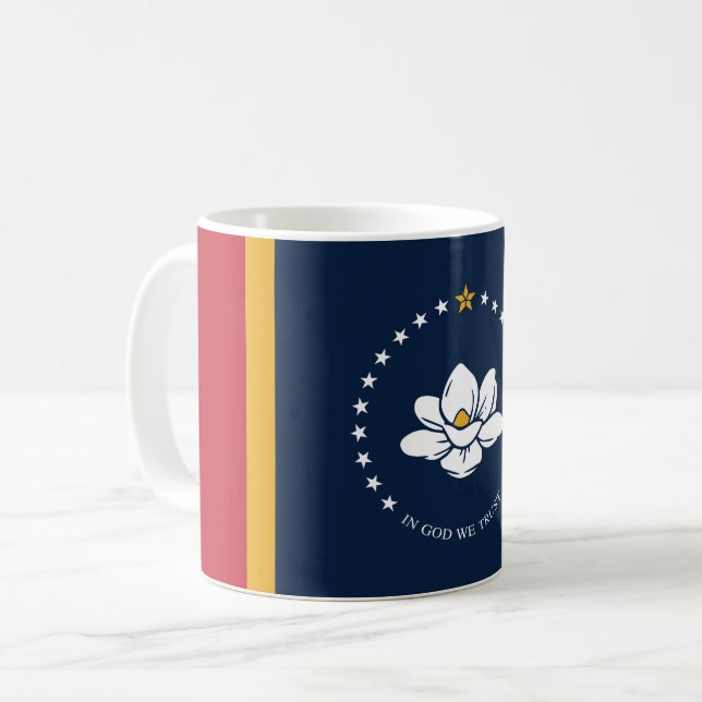 Caneca De Café Flag do Mississippi - New Magnolia Flag (Frente Esquerda)