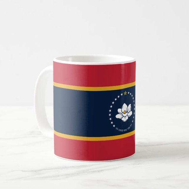 Caneca De Café Flag do Mississippi - New Magnolia Flag (Frente Esquerda)