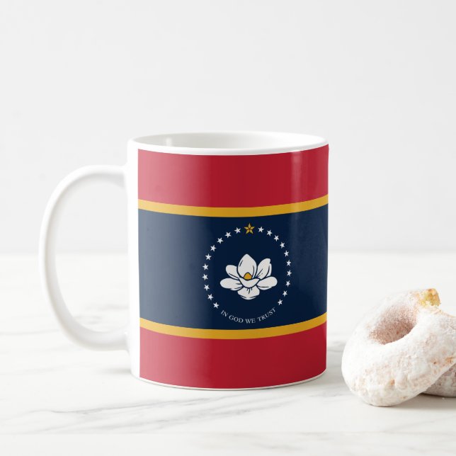 Caneca De Café Flag do Mississippi - New Magnolia Flag (Com Donut)