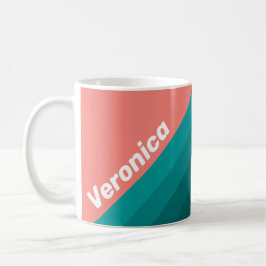 Caneca De Café Flamingo Aqua Stripes with Name