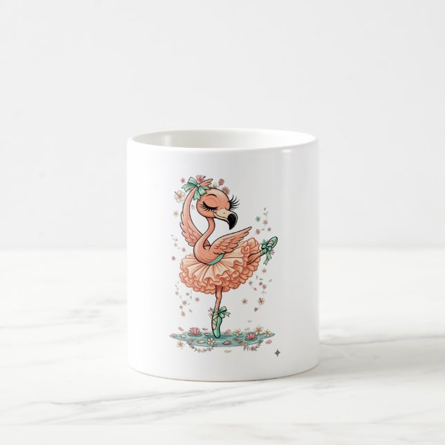 Caneca De Café Flamingo Bailarina Graciosa em Flor (Centro)