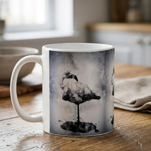 Caneca De Café Flamingo Black and White Watercolor 02