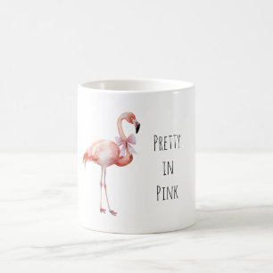Caneca De Café Flamingo Bonito de Laço Rosa