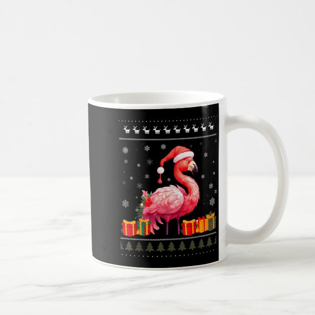 Caneca De Café Flamingo Christmas Santa Hat Ugly Christmas Sweate (Direita)