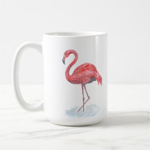 Caneca De Café Flamingo cor-de-rosa, aguarela.