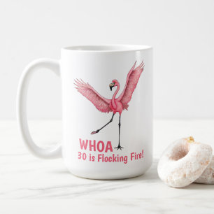 Caneca De Café Flamingo de Fogo aos Flocos no 30º Aniversário