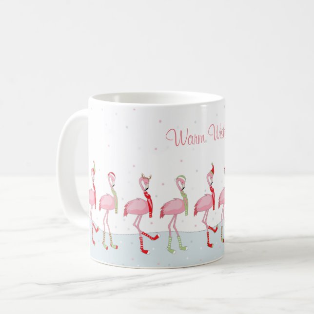 Caneca De Café flamingo de Natal (Frente Esquerda)