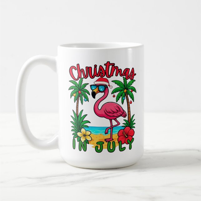 Caneca De Café Flamingo de Natal em Julho (Esquerda)