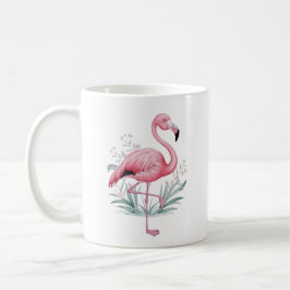 Caneca De Café Flamingo e Flores