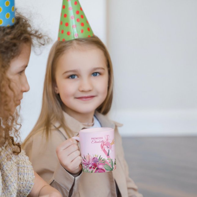Caneca De Café Flamingo E Flores Rosa (Criador carregado)