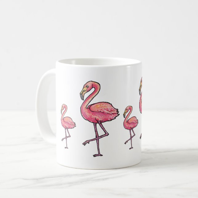 Caneca De Café Flamingo Feliz (Frente Esquerda)