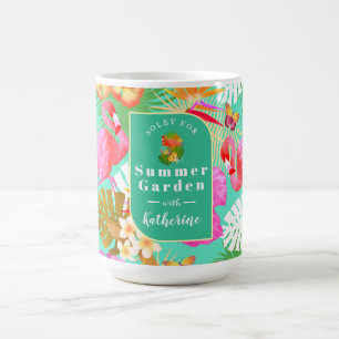 Caneca De Café Flamingo Garden Teal