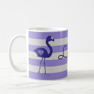 Caneca De Café Flamingo Hearts Mug Personalizado (Púrpura)