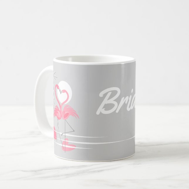 Caneca De Café Flamingo Love Brid (Frente Esquerda)