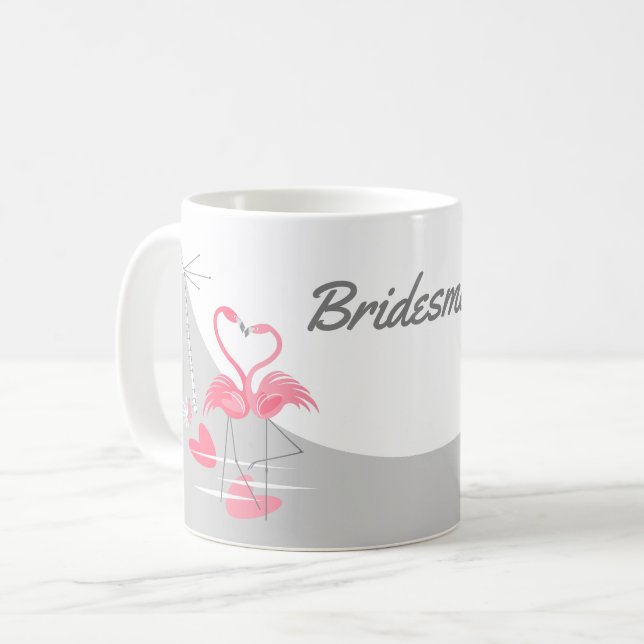 Caneca De Café Flamingo Love Large Moon Bridesmaid mug (Frente Esquerda)