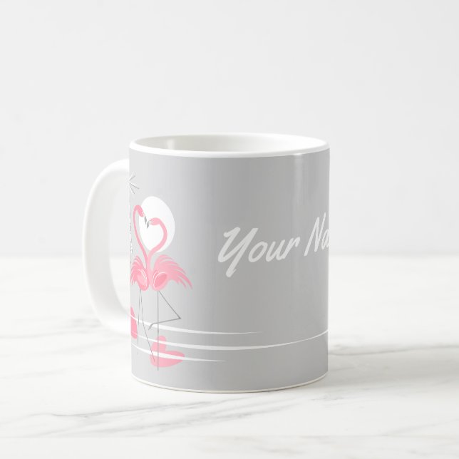 Caneca De Café Flamingo Love Name mug (Frente Esquerda)