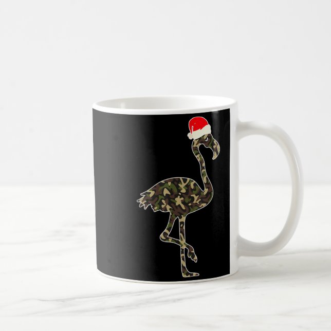 Caneca De Café Flamingo Lover Christmas Santa Hat Camouflage Illu (Direita)