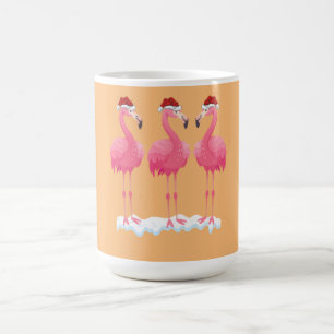 Caneca De Café Flamingo Lover Xmas Papais noeis de iluminação ros