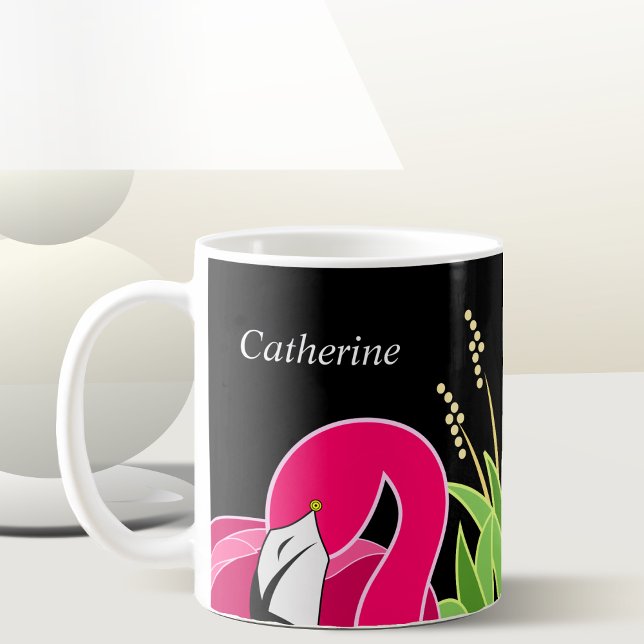 Caneca De Café Flamingo Mug Com Nomes Personalizados (Personalized Bird Mug)