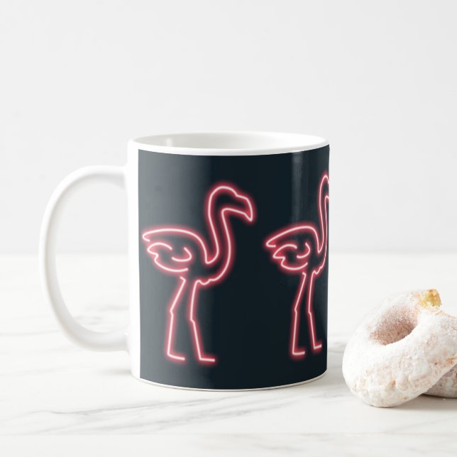 Caneca De Café Flamingo no Neon Pink (Com Donut)
