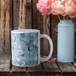 Caneca De Café Flamingo Orchid Padrão Tropical Blue ID868