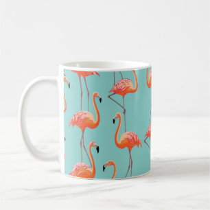 Caneca De Café flamingo realista: padrão de aves vintage