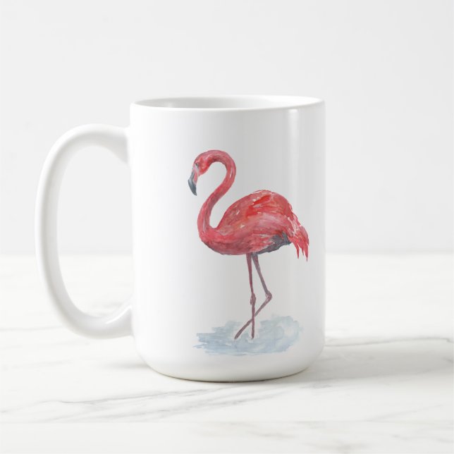 Caneca De Café Flamingo rosa, aquarela. (Esquerda)