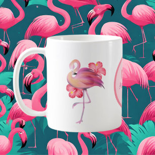 Caneca De Café flamingo, rosa, bonito, adiciona monograma Café M