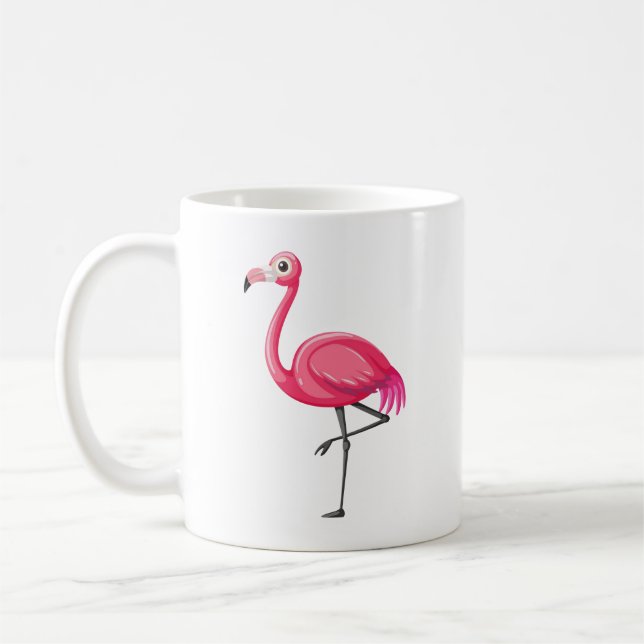 Caneca De Café Flamingo Rosa em Estilo Cartoon (Esquerda)