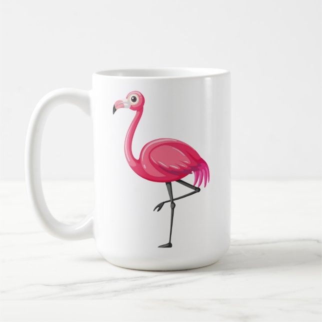 Caneca De Café Flamingo Rosa em Estilo Cartoon (Esquerda)