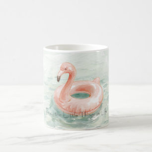 Caneca De Café Flamingo Rosa na Piscina Aproveite as Pequenas Coi