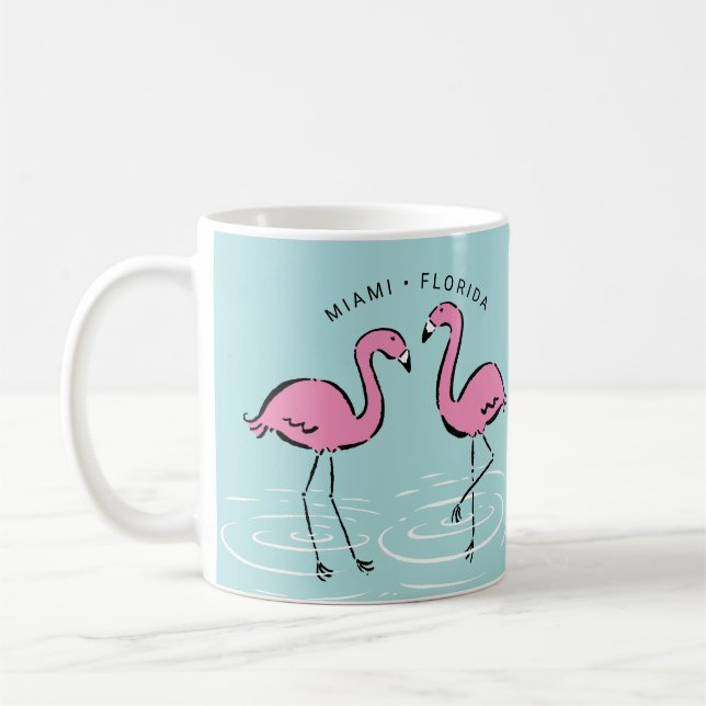 Caneca De Café Flamingo rosa personalizado (Esquerda)