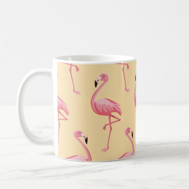 Caneca De Café Flamingo seamless pattern background. Pink flaming (Esquerda)